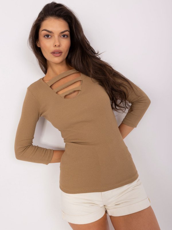Bluzka-EM-BZ-HS-21-520.49P-camelowy rozmiar - S/M