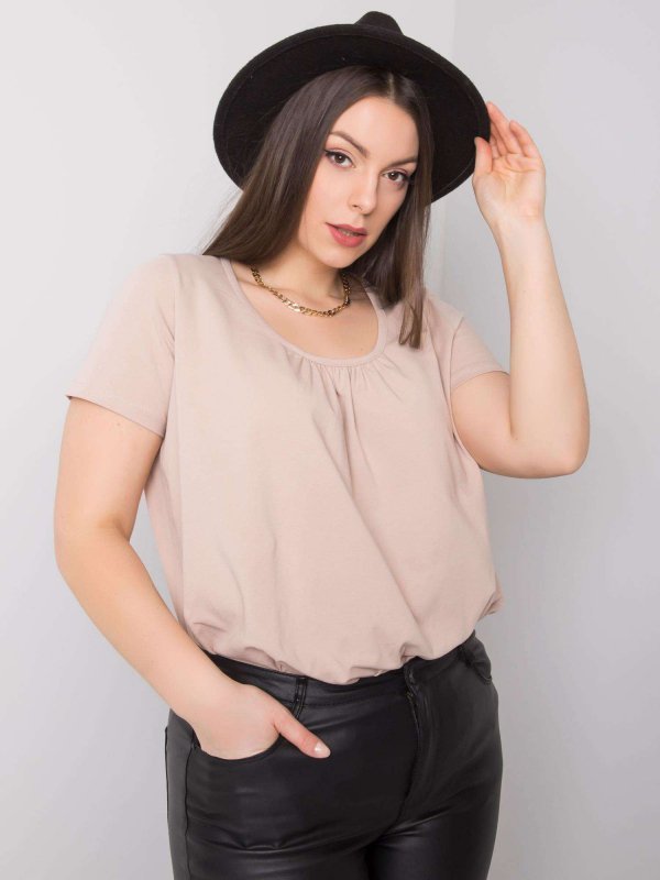 T-shirt-RV-TS-6320.85P-beżowy rozmiar - 2XL
