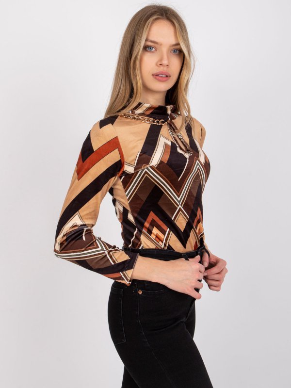 Bluzka-DHJ-BZ-6291-2.32P-czarno-beżowy rozmiar - ONE SIZE