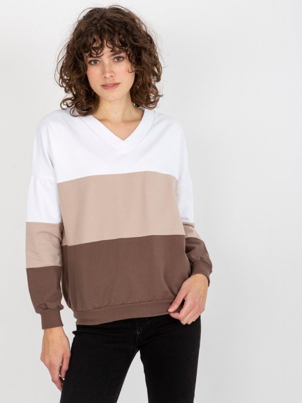 Bluza-RV-BL-8328.65P-biało-brązowy rozmiar - S/M