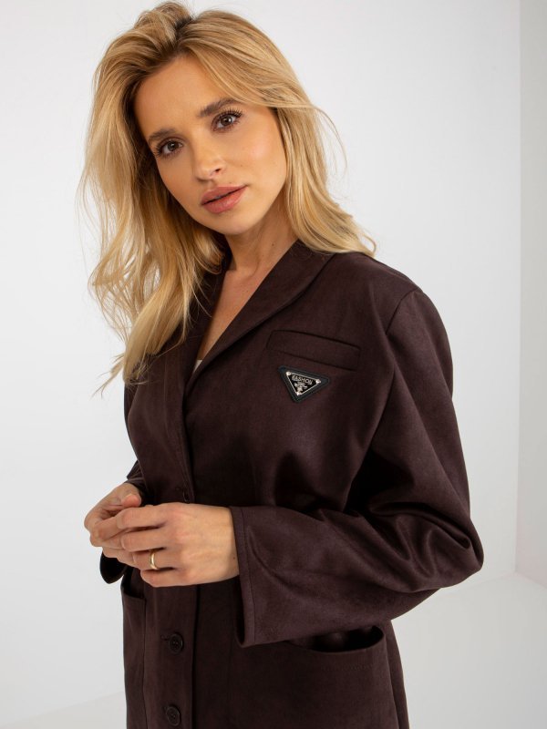 Płaszcz-LK-PL-509128.19-ciemny brązowy rozmiar - ONE SIZE