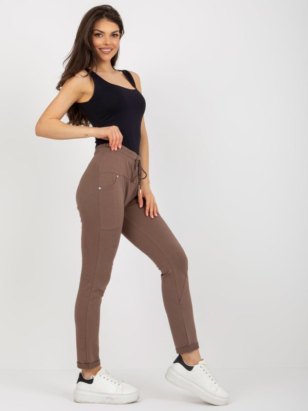 Spodnie dresowe-RV-DR-8696.20-brązowy rozmiar - L/XL