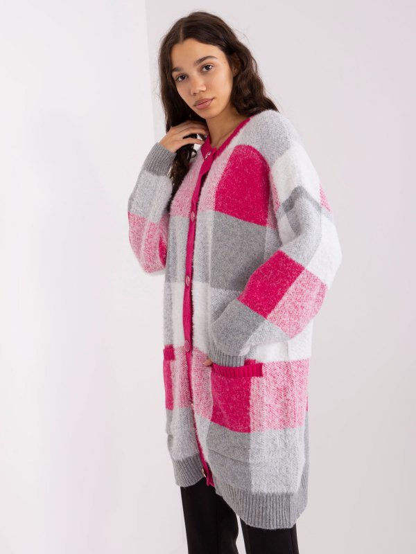 Kardigan-BA-SW-0318.78-fuksjowy rozmiar - ONE SIZE