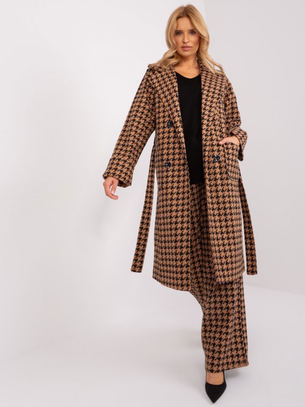 Płaszcz-LK-PL-509407.96P-camelowy rozmiar - L/XL