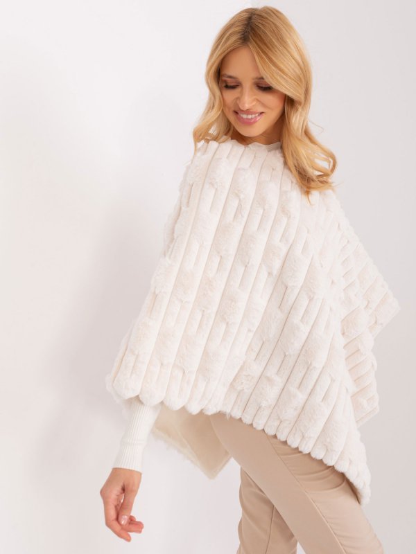 Poncho-AT-PN-2347.68-ecru rozmiar - ONE SIZE