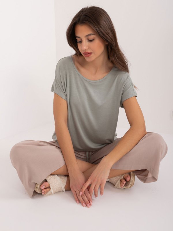 Bluzka-D12100R02646A-khaki rozmiar - S