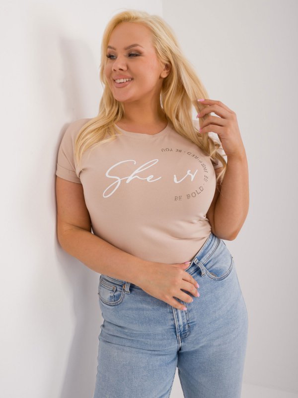 T-shirt-RV-TS-9476.25-beżowy rozmiar - ONE SIZE