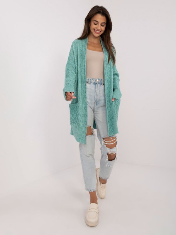 Kardigan-AT-SW-2366.61-mietowy rozmiar - ONE SIZE