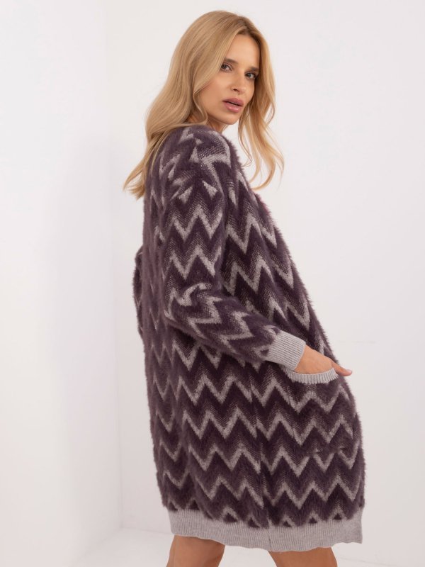 Kardigan-AT-SW-2340-A.00-ciemny fioletowy rozmiar - ONE SIZE