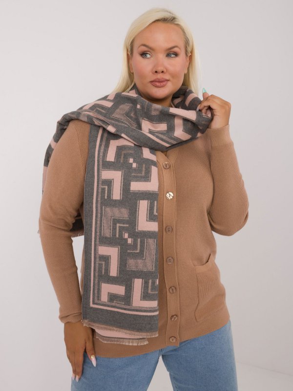Szalik-AT-SZ-23158.32-szaro-różowy rozmiar - ONE SIZE