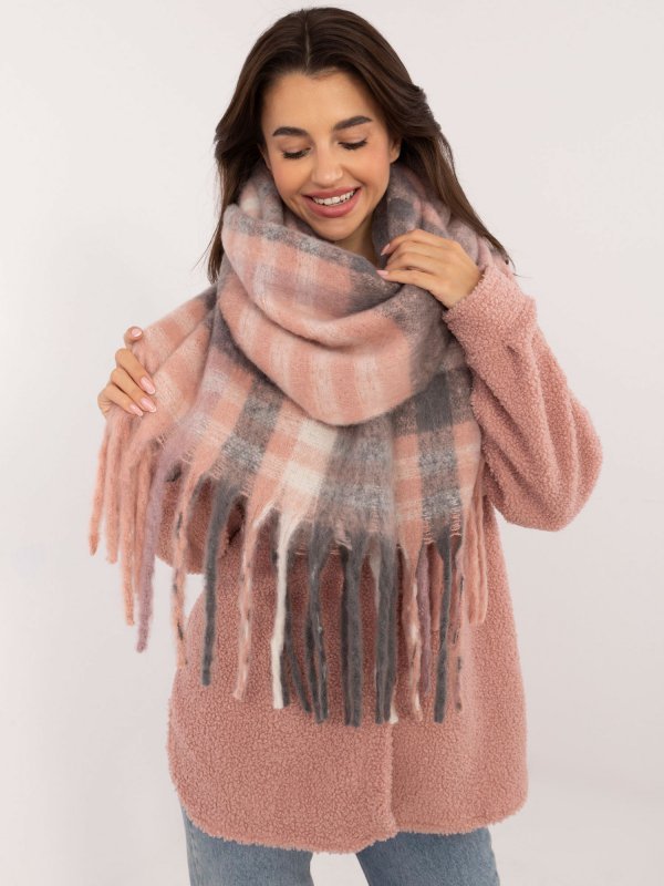 Szalik-AT-SZ-231301.49-szaro-różowy rozmiar - ONE SIZE