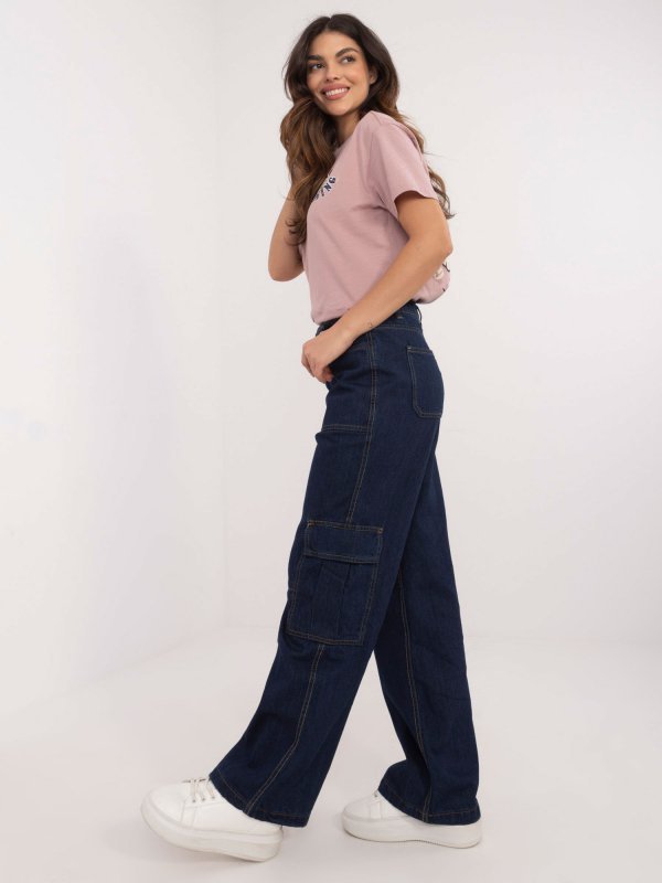 Spodnie jeans-D80016BD62458D282-granatowy rozmiar - L