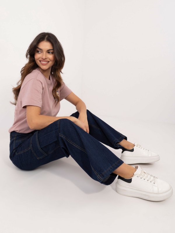 Spodnie jeans-D80016BD62458D282-granatowy rozmiar - M