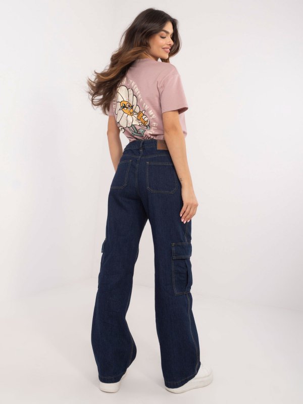 Spodnie jeans-D80016BD62458D282-granatowy rozmiar - XL