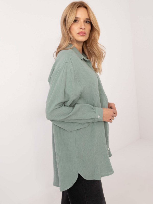 Koszula-D70032M11066D3-pistacjowy rozmiar - L/XL