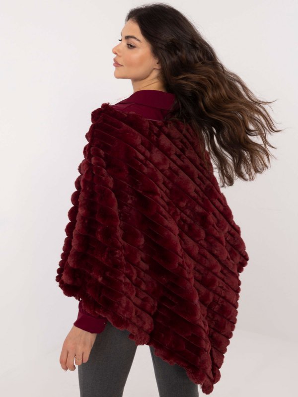 Poncho-AT-PN-2347.68-bordowy rozmiar - ONE SIZE