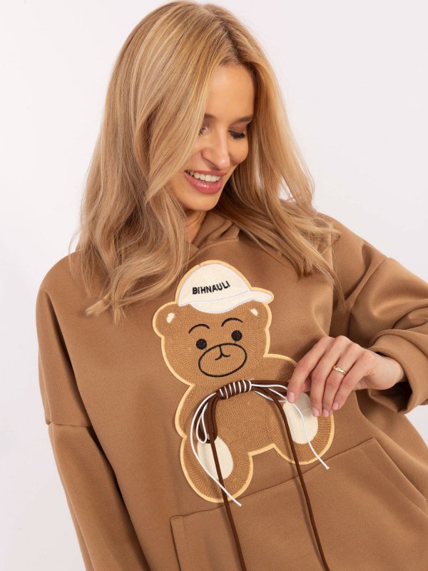 Bluza-DHJ-BL-A8695.65P-camelowy rozmiar - ONE SIZE