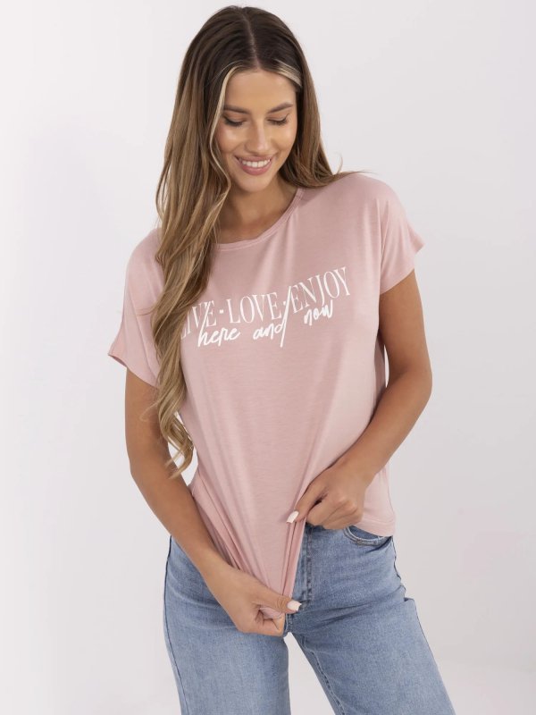 T-shirt-D12100M02737A-jasny różowy rozmiar - L