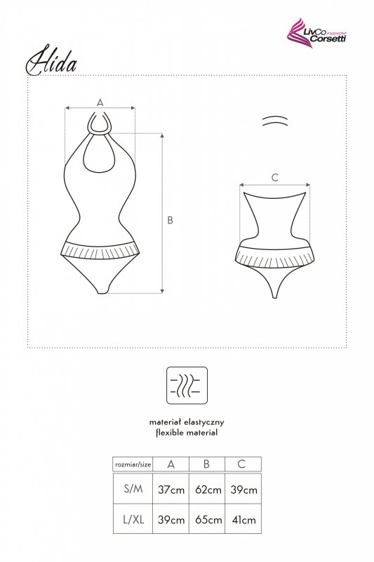 Body Hida LC 8090 Gray Szary Collection LivCo Corsetti Fashion rozmiar - L/XL