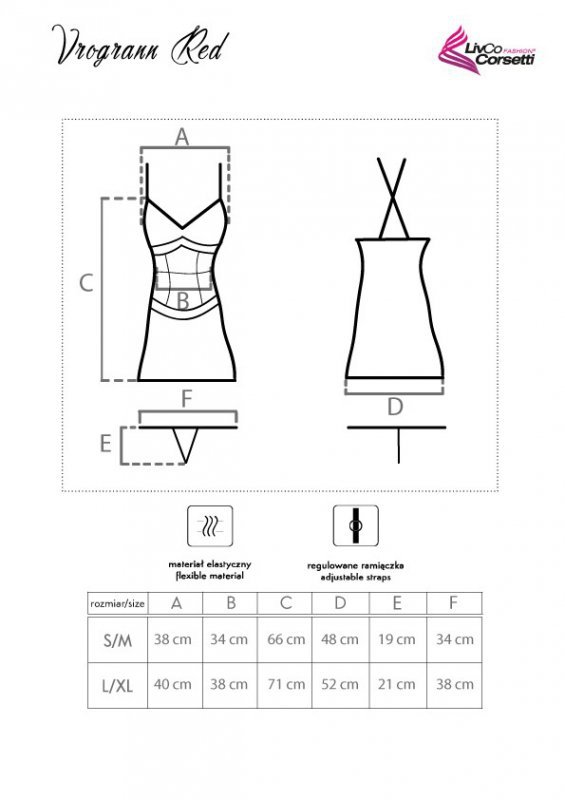 Zmysłowa Koszulka Vrogrann Red Czerwona LivCo Corsetti Fashion rozmiar - S/M