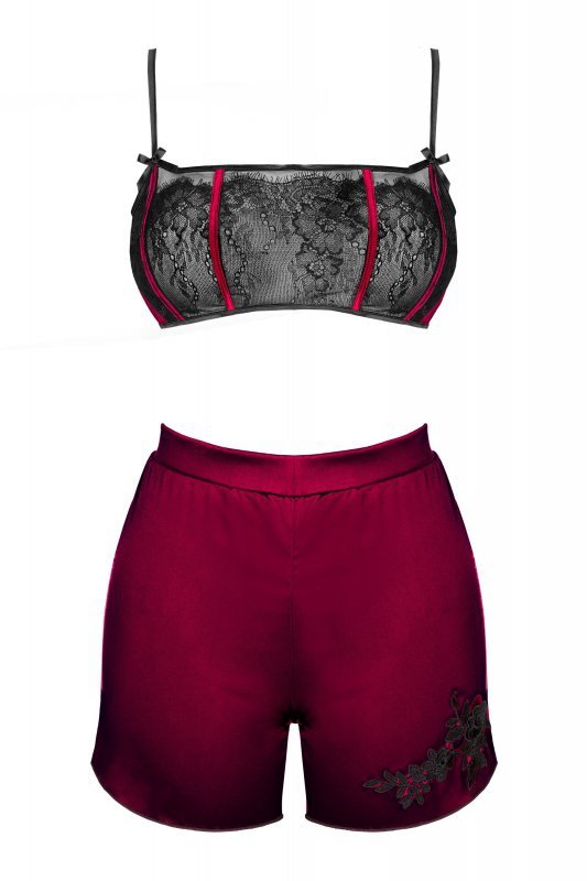 Zmysłowy Komplet Damski Nineras Cllaret Burgundy Bordowy Collection LivCo Corsetti Fashion rozmiar - L/XL