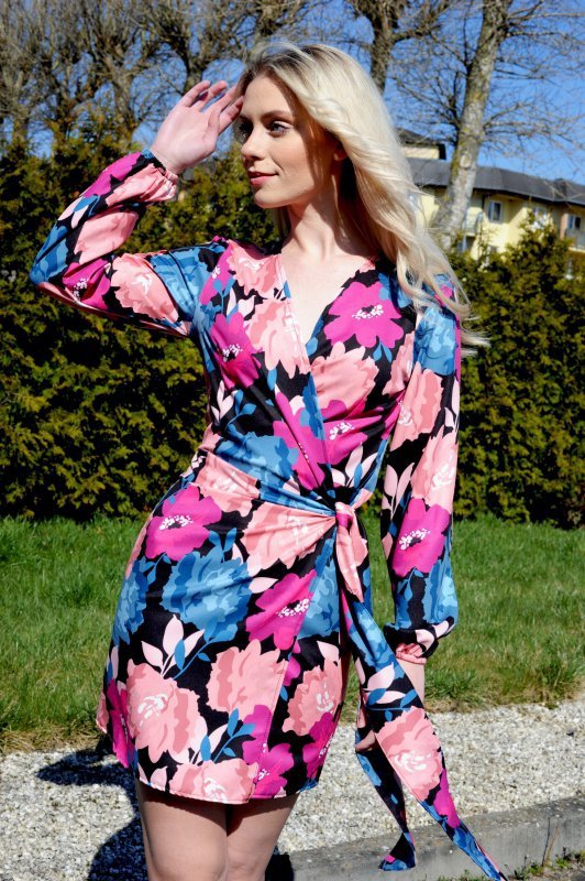 Merribel elegancka sukienka z motywem kwiatów Kolenia Różowa/Pink rozmiar - L/XL