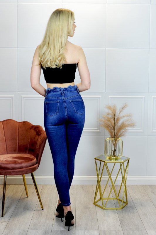 Bohoola Blue/Niebieskie jeansowe spodnie rurki z wysokim stanem Merribel rozmiar - L