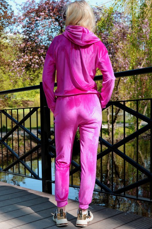 Dollien Fuchsia/Fuksja welurowy komplet dresowy z kapturem Merribel rozmiar - XL