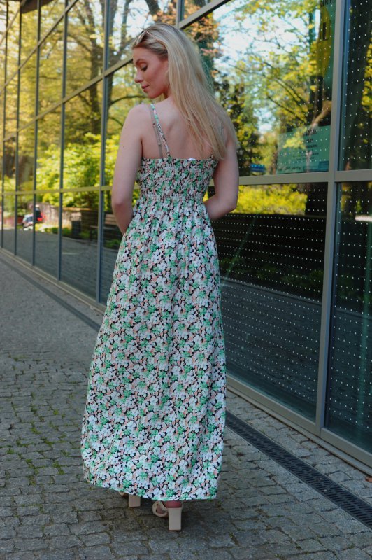 Flolala Green/Zielona letnia zwiewna sukienka maxi na ramiączkach Merribel rozmiar - S/M