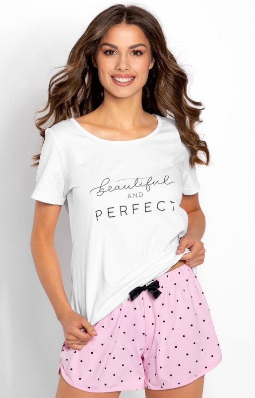 Piżama Damska Model Sweet Dreams 168759 White/Pink - Momenti Per Me