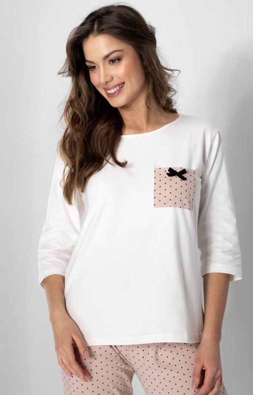 Piżama Damska Model Eliza 223380 Ecru/Powder Pink - Momenti Per Me