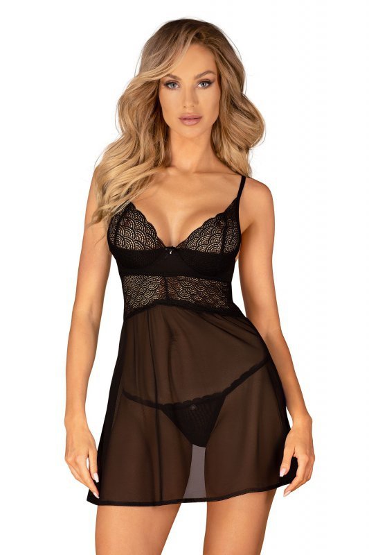 Babydoll i stringi Chemeris czarne