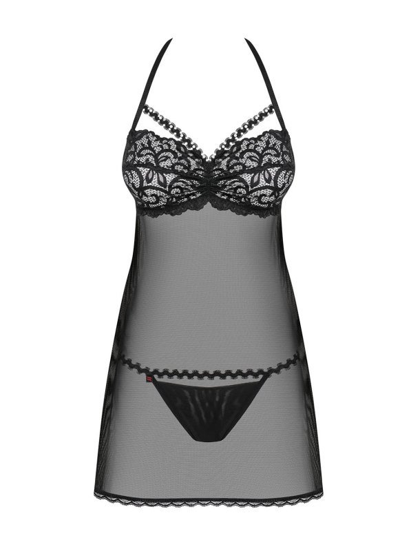 Obsessive Babydoll i stringi Joylace czarne