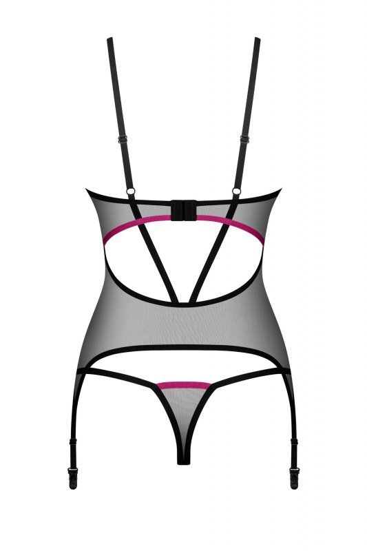 Obsessive Gorset i stringi Novenes czarny