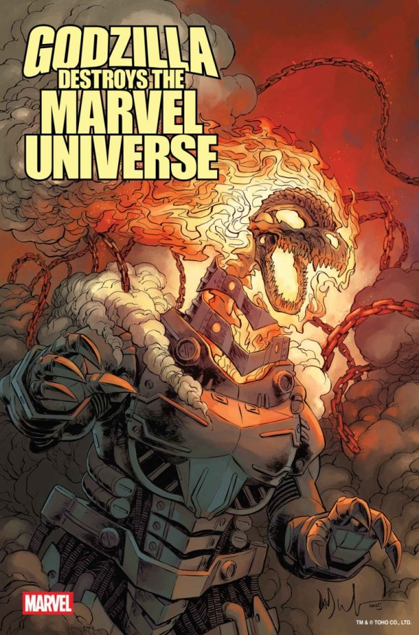 GODZILLA DESTROYS THE MARVEL UNIVERSE #2 DAVE WACHTER MARVELIZED GHOST RIDER-ZILLA VARIANT [75960621228600241]