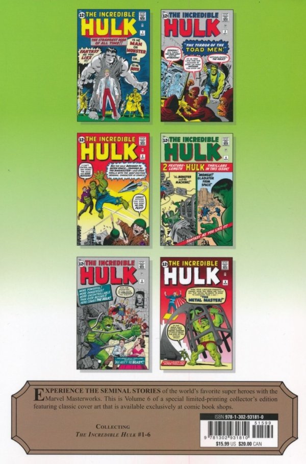 MIGHTY MARVEL MASTERWORKS THE INCREDIBLE HULK THE GREEN GOLIATH TP [VARIANT] [9781302931810] **promocja TOMY**