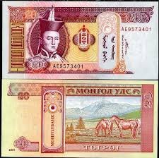 F Banknot Mongolia 20 Tugrik 2020 UNC 