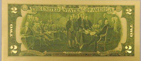 BANKNOT FANTAZYJNY POZŁACANY 2 DOLARY USA