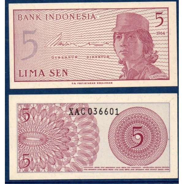 INDONEZJA Banknot 5 SEN 1964 UNC
