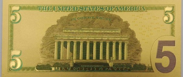 BANKNOT FANTAZYJNY POZŁACANY 5 DOLARÓW USA