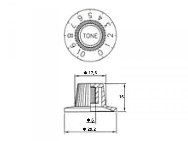 Gałka gitarowa VPARTS VKN-600 Witch Hat Vol (SV)