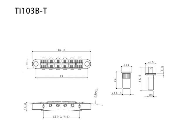Mostek z tytanowymi siodełkami GOTOH TI103B-T (CR)