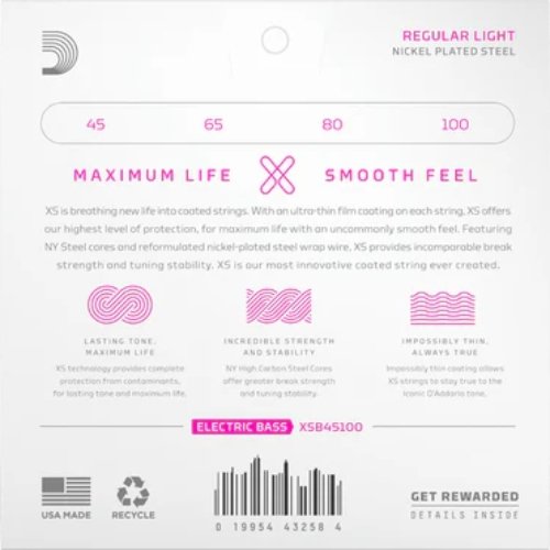 Struny do basu D'ADDARIO XSB Nickel Wound (45-100)