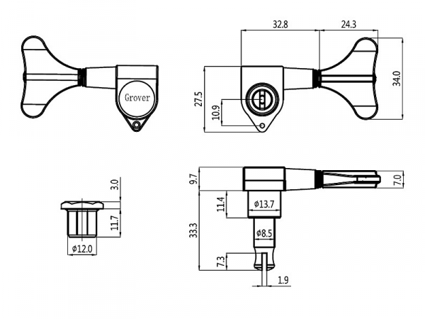 Klucze do basu GROVER 144 Mini (BC,2+2)