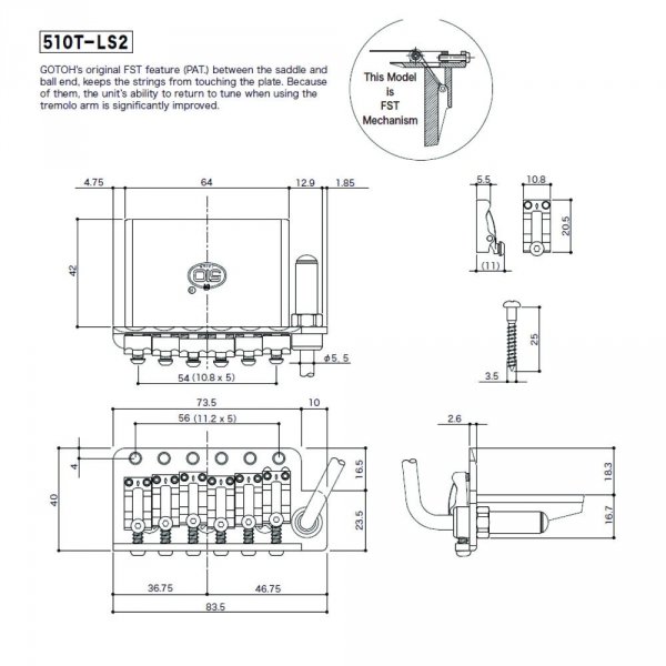 Tremolo GOTOH 510T-LS2 blok 42mm (CR)