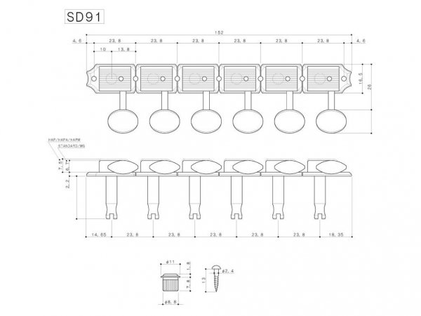 Klucze do gitary GOTOH SD91-05M (BK,6L)