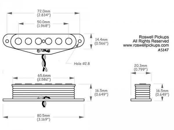ROSWELL TE6 Quarter Pound T-style (BK, neck)