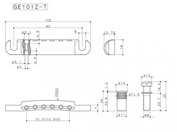 Zaczep strun GOTOH GE101Z-T (N)
