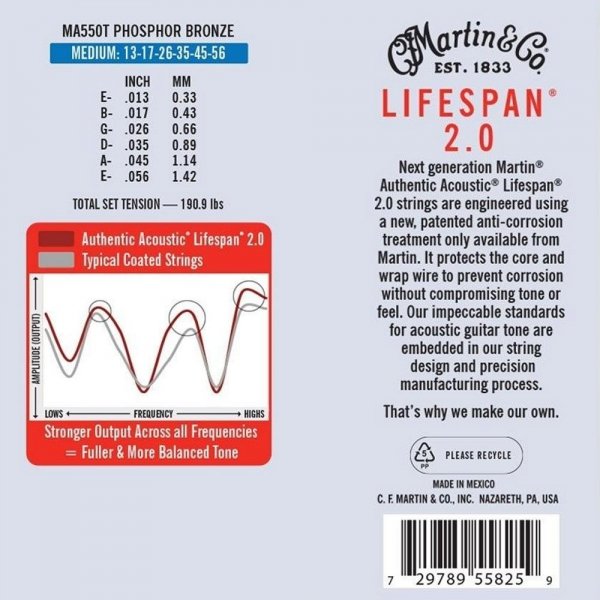 Struny MARTIN LifeSpan 2.0 Treated Ph-Br (13-56) 3pack