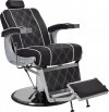 FOTEL BARBERSKI BORG CZARNY/WSTAWKI BIAŁE/BAZA CHROM (BARBER BY AYALA)